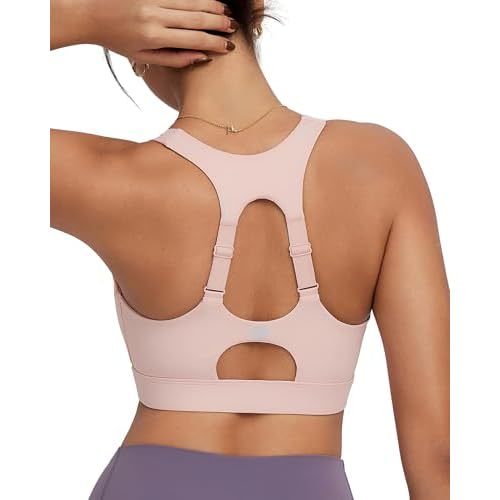 RUNNING GIRL Adjustable Straps Sports Bras for Women High Support, High Impact Molded Cup Sports Bra with Sewn in Pads(WX3185Flush Pink,XL)