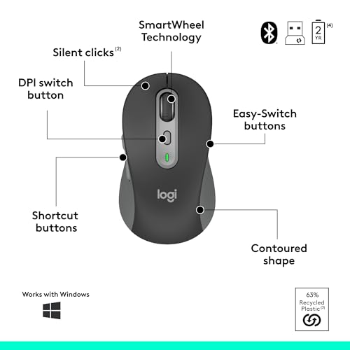 Image of Logitech Signature Slim MK955 Combo for Business | Copilot Edition, Microsoft Copilot, Copilot in Windows, Wireless Keyboard and Mouse, Quiet Typing, Secure Receiver, Bluetooth, Windows - Graphite