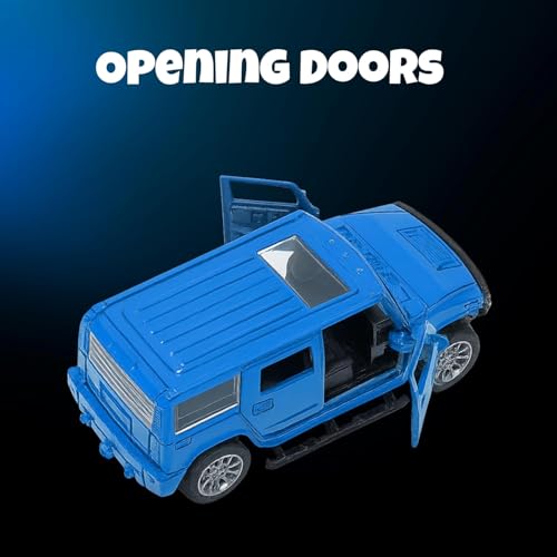 Image of Amisha Gift Gallery Hummer SUV Diecast Metal Car Toy for Kids, Blue | Scale Racing Model, Pull Back Action, Opening Doors, For Kids Boys and Girls