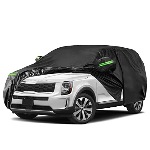 Image of Waterproof Car Covers Replace for 2020-2025 Kia Telluride, 6 Layers All Weather Custom-fit Car Cover with Zipper Door & Windproof Bands for Snow Rain Dust Hail Protection