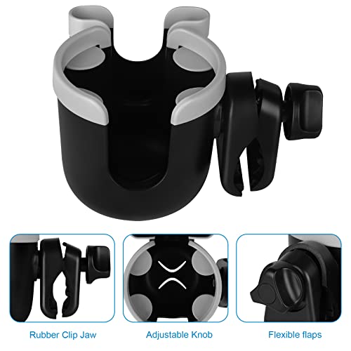 Image of Accmor Stroller Cup Holder with Phone Holder, Bike Cup Holder, Universal Cup Holder for Uppababy Nuna Doona Strollers, 2-in-1 Cup Holder for Walker, Wheelchair, Scooter