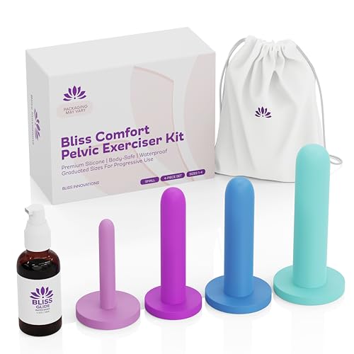 Bliss Comfort Silicone Pelvic Floor Trainer Kit Soft & Flexible Design for Gentle Progression - 4 Piece Set-Small Includes 1.3 Oz Bonus Bliss Glide ($10 Value)