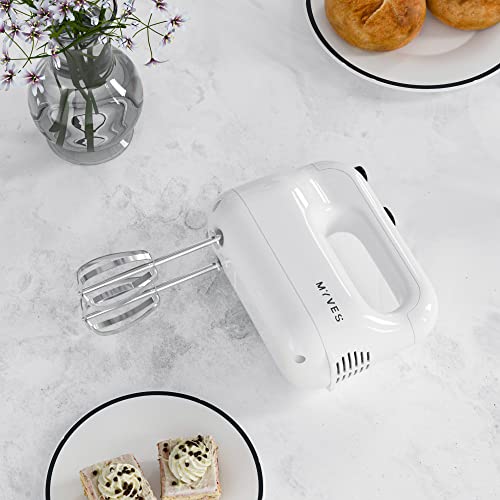 MYVES Hand Mixer Boasts a Powerful motor, 5 Speeds, Durable Stainless Steel Design, Fashion White Color and User-Friendliness, 5 Attachments, Ideal For both Chefs and Beginners - Image 5