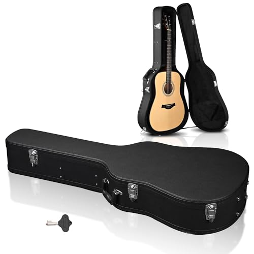AW Acoustic Guitar Case Hard Dreadnought 41 Inch Wooden Hardshell Carrying Case with Lock Accessory...