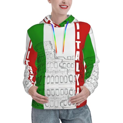Sweat à capuche femme motif Italie pull idéal pour soirées fraîches de printemps