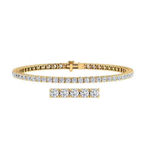 Image of 2 to 7 Carat Natural Diamond Tennis Bracelet for Women in 14K Gold (7 Inch) - IGI Certified (I1-I2 Clarity)