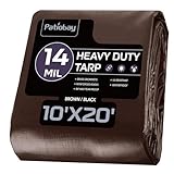 Patiobay Tarp 10x20FT, 14 Mil Large Tarp, Tarps Heavy Duty Waterproof with Grommets Every 23.6', 420D Thick Plastic Tarp, UV Resistant Tear&Fade Resistant, Reinforced Edges for Outdoor Pool Camp Tent