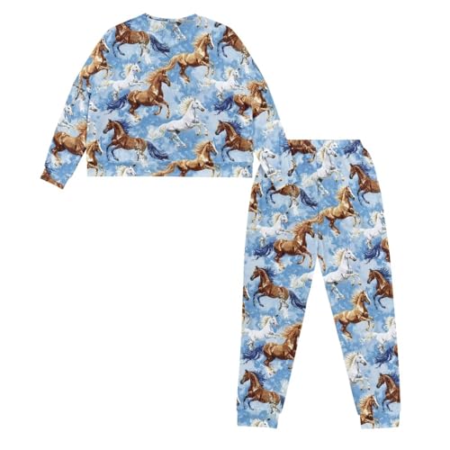 Image of Women's Pajamas Set Soft 2 Piece Loungewear Long Sleeve Pj Set Matching Sleepwear with Pockets for Women Plus Size