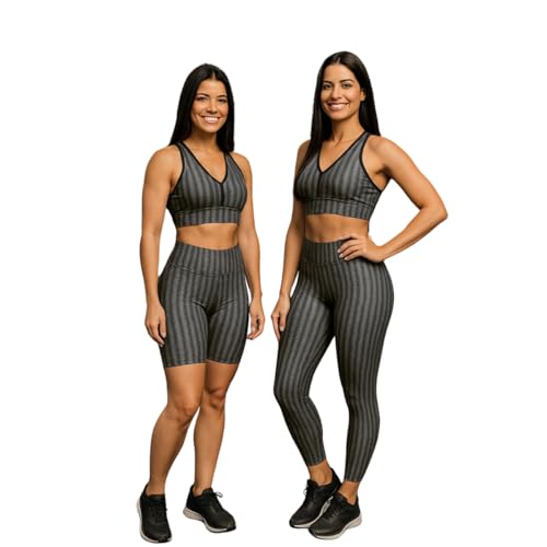 Conjunto Fitness Feminino Top Calça Leg Shorts Treino Esportes