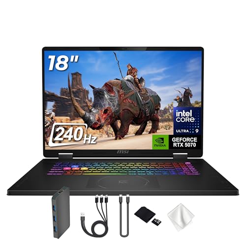 Image of MSI Crosshair 18 HX AI 18 inch 240Hz Gaming Laptop, Intel Ultra 9 275HX, NVIDIA RTX 5070 8GB GDDR7, 32GB DDR5, 5TB Storage (4TB PCIe SSD&1TB Docking Station), RGB Backlit Keyboard, Wi-Fi 6E, Win 11, Black