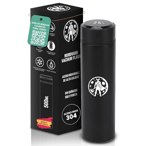 Termo café pequeño acero inoxidable, Vaso Térmico para llevar con sensor LED, Botella térmica para llevar sin fugas, botella agua gimnasio reutilizable, Envase Térmico.