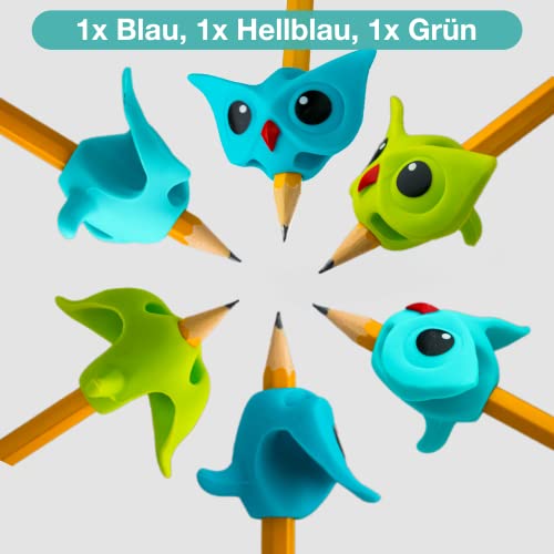 RiyeoTree® 3x Stiftehalter Kinder Hilfe Schreibhilfe für Stift Kinder - ergonomischer Stifthalter Schreiblernhilfe Bleistifthalter für Stifte Rechts und Linkshänder