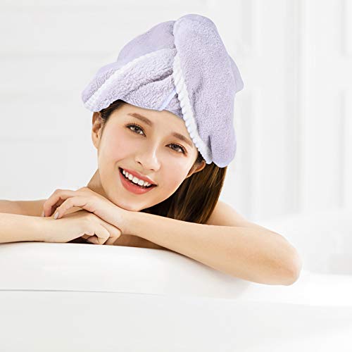 Lurrose Toalha de Cabelo de Microfibra de 3 Peças de Toalha de Cabelo de Secagem Rápida Turbante de