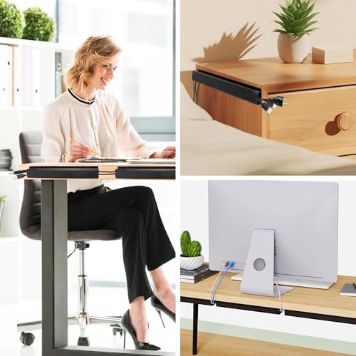 4 Stück Kabelkanal Selbstklebend Schwarz, Kabelmanagement Schreibtisch Ohne Bohren, Kabelschacht Selbstklebend für die Wandmontage, Zuhause Schützt
