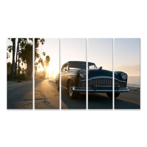 Impression sur toile voiture ancienne 5 pièces XXL pour décoration de salon