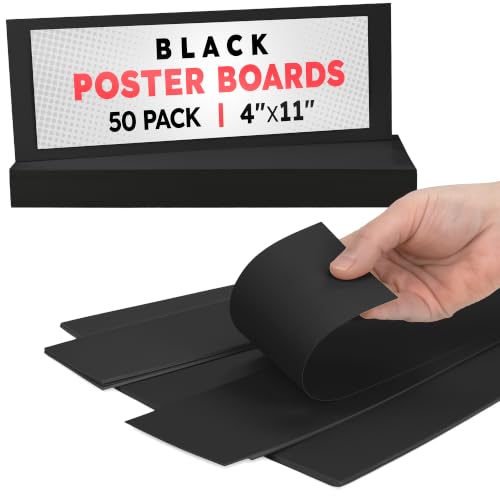 Image of Hygloss Small Poster Board 4x11-50 Count Bulk Pack - 10 Pt. Thickness Black Poster Board Paper for Projects, Presentations, Displays, Signs, Crafts - Blank Posterboard Multipack 4 inch x 11 inch