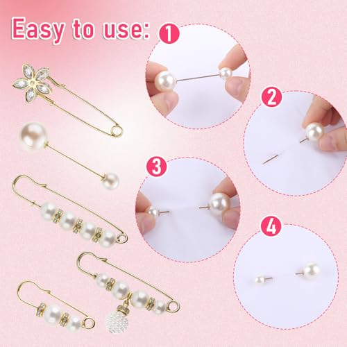 ZEYIYER 11 peças de alfinetes de segurança para roupas, broches decorativos de pérolas para mulheres