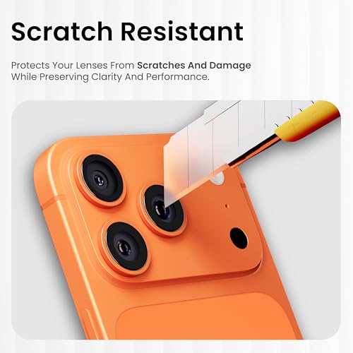 Image of CASEGEAR Clear Pro Camera Lens Protector Compatible With iPhone 17 Pro | HD Clarity | Scratch Resistant | Complete Coverage | Easy Installation | Cosmic Orange