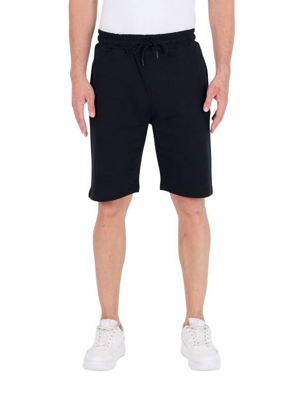 COMEOR Shorts Herren mit Reißverschluss - Baumwolle Kurze Hosen, Sporthose Kurz Männer Bermuda Jogginghose, Laufshorts Sommer Trainingshose (Schwarz, XL)