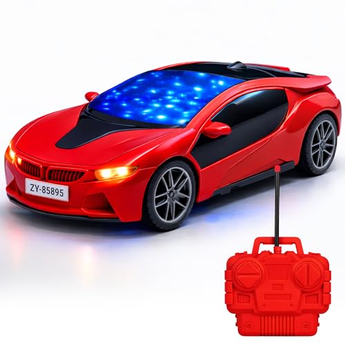 Image of Remote Control Car Toy, RC Racing Vehicle for Children, High Speed, 3D LED Light Car, Kids Battery Car, RC for Boys & Girls Age 3+, Toys for Kids, Birthday Gift for Boys and Girls, Random Color