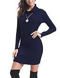 Aibrou Vestido a Punto Cuello Alto para Mujer,Vestido de Jerséy Elegante Clásico Ajustado,Sexy Sueter Falda de Cadera,Primavera, Otoño, Invierno Armada S