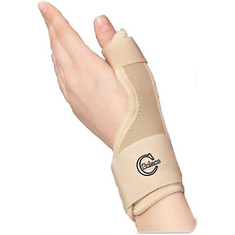 Solace Care RSI Tendonitis Wrist Thumb Spica Splint Support - Left & Right Medical Hand Brace - Guards Broken / Dislocated Thumb Bandage (Large - 18-20 cm, Beige) Cover