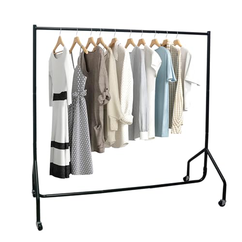 7RiversART Kleiderständer 167CM Metall Kleiderstange mit Bodenablage für Mäntel, Röcke, Hemden, Pullover, bis 80kg belastbar, Schwarz