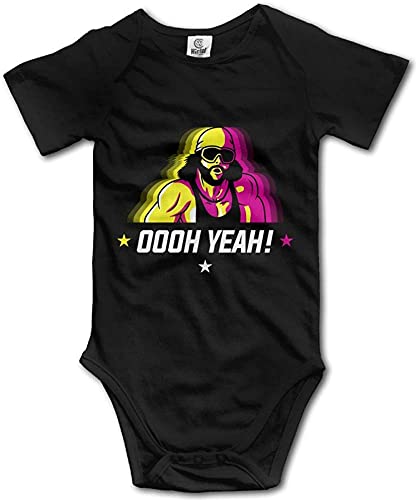 Pengshiliu Macho Man Oooh Yeah Baby Climbing Short Sleeve Onesie 18-24 Months Black