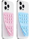 Anteel Double-Sided Silicone Suction Phone Case Mount, Enhanced Suction Cup Power and Thickened Grip for Selfies and Videos, Durable, Hands-Free Non Slip Accessories, 2.36'x3.66' (LBL&LPK)