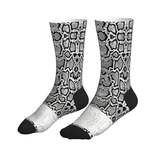 Black White Snake Skin Women Men Mid Tube Crew Socks Athletic Running Socks Sport Wicking Suitable Gym Hiking3