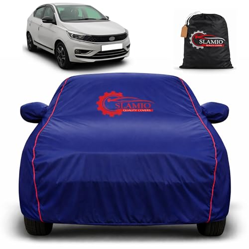 Image of Car Cover for Tata Tigor 2017-2026 | 100% Waterproof Heavy-Duty 3-Layer Car Body Cover | All-Weather Rain, UV, Sun & Dust Protection | Custom Fit | Mirror & Antenna Pockets | Navy Blue