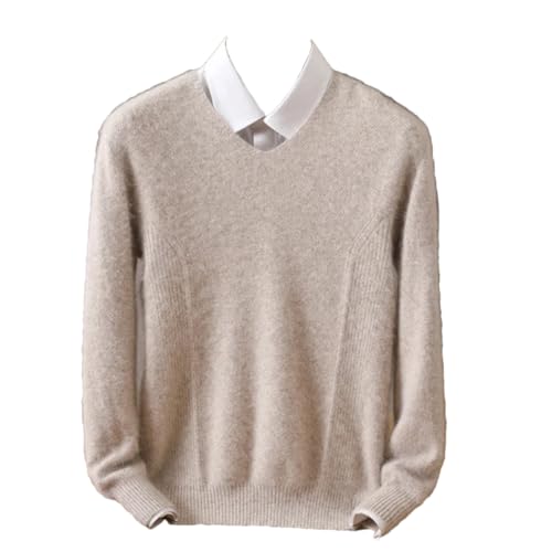 Dcvmvmn Men's Autumn Winter V-Neck Sweater Loose Pullover Long Sleeve Warm Solid Color Knitted Sweater