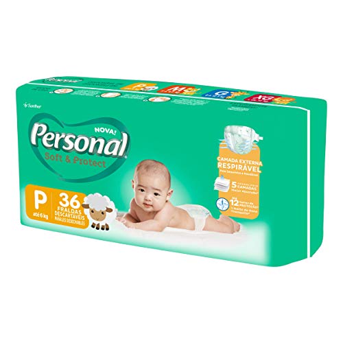 Fralda Descartável Soft and Protect Jumbo, Personal, Pequena, 36 unidades, Branco (Embalagem pode va