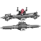 HYBDX RC CNC Aluminum Anodized Diamond Pattern Front and Rear Axle Kit Upgrade for 1/10 RC Track Vehicle SCX10 II 90046 90047 (Grey)