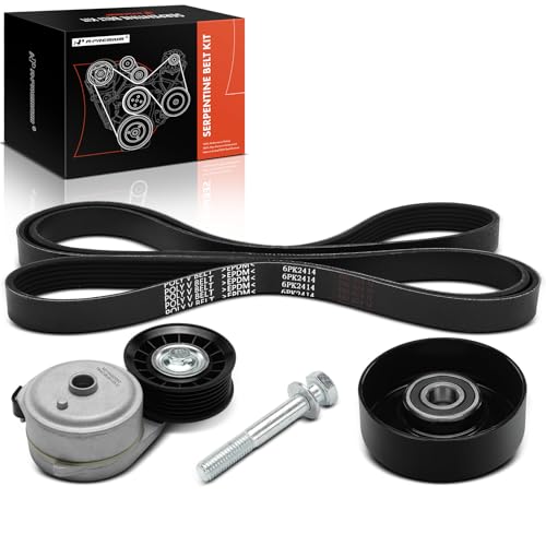A-Premium Engine Serpentine Belt Drive Kit W/Tensioner & Idler Pulley Compatible with Chevrolet, GMC & Oldsmobile Cars - Silverado 1500, Express 2500, Blazer, Sierra 1500 & More - 4.3L 5.0L 5.7L