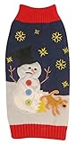 New York Dog Ugly Holiday Sweater for Pets, Navy Snowman and Dog, Large