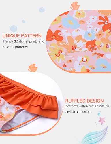 Image of Girls 2 Pieces Rash Guard Swimsuit Long Sleeve UPF 50+ Swimwear 5-14Y | Quick Dry,Swimwear,Beach Bathing Suit,for 5-14 Years