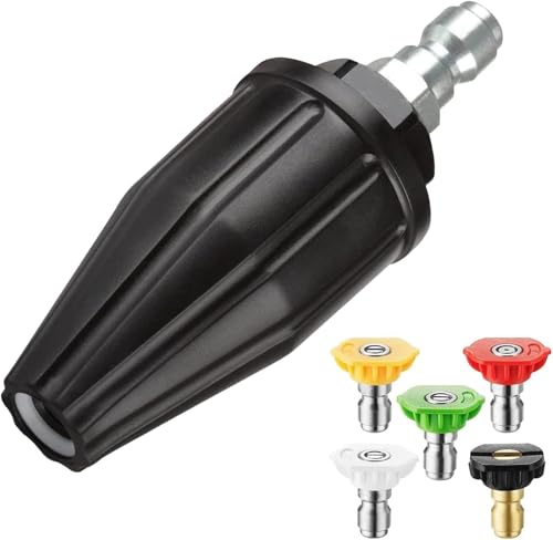 YAMATIC Pressure Washer Turbo Nozzle Tips 360 Rotating Turbo with 5 Spray Nozzles 3000 PSI 4.0GPM with 1/4 Quick Connector Compatible with Ryobi Greenworks Craftsman Troybilt Simpson