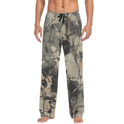 Camouflage Print Pajama Pants for Men Comfort Sleep Lounge Bottoms Straight-fit with Pockets S-XXL