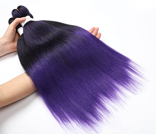 Pre-Stretched Braiding Hair Extension Professional Crochet Braiding Hair 26''-8 Packs Hot Water Setting Perm Yaki Synthetic Hair For Twist Braids Ombre Black To Purple(26Inch,#1B/Purple) #TOP4