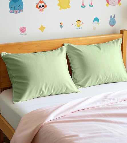 Image of Deep Dream Toddler Pillowcases for 13x18 Pillow 2 Pack, 100% Cotton Travel Pillow Case Cover, 600 Thread Count Cotton Pillow Covers, Soft & Breathable Small Pillow Cases Envelope Closure, Sage Green