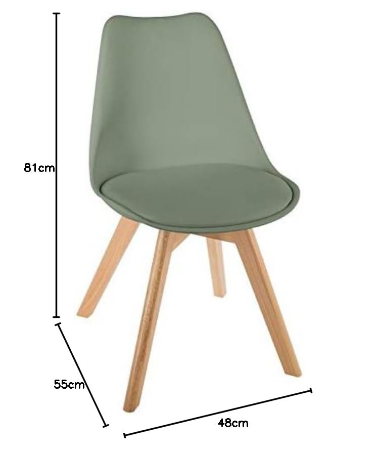 Atmosphera Créateur d'Intérieur Slano Chair White with Light Wood Effect Legs - Comfortable Integrated Cushion - Living Room, Kitchen, Office