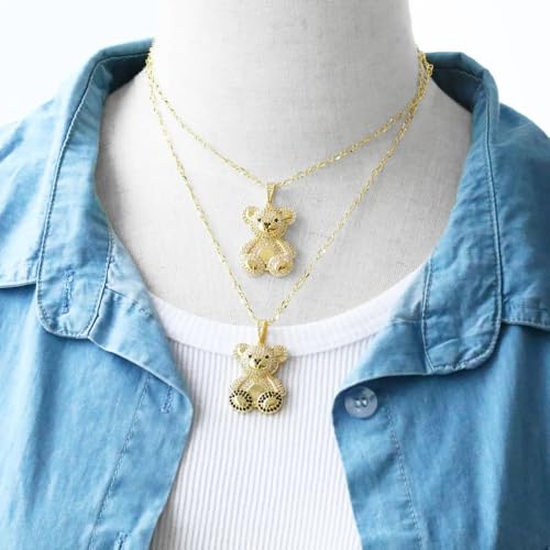 14K Gold Filled Cute Bear Necklace For Women - Colorful Crystal Moveable Teddy Bear Necklace Cute Animal Jewelry, Sweet Gummy Bear Necklace In Vibrant Colors3