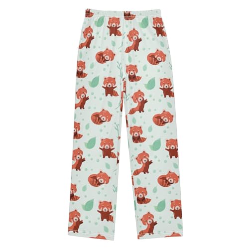 ZZXXB Raccoon Leaves Boys Long Pants Soft Trousers Elastic Waist Kids Lounge Bottoms with Pockets S-XL