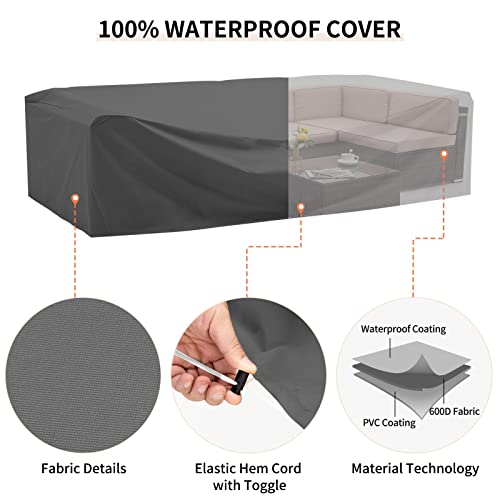 Udpatio 8 Piece Patio Furniture Sets With Gas Fire Pit Table, Outdoor Patio Furniture Sofa Sectional W/Fire Pit, Coffee Table, 2 Waterproof Covers,For Patio Back Deck, Balcany, Poolside,Khaki #TOP4