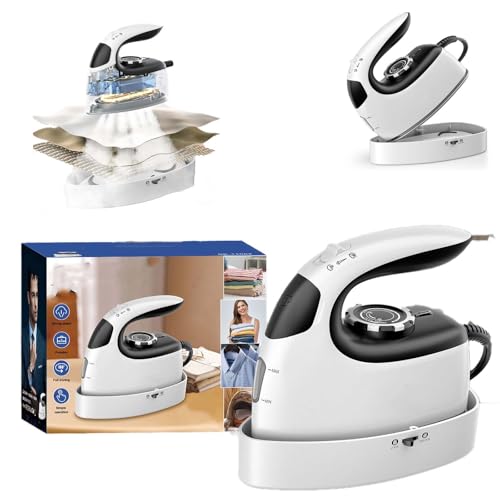 Mini Steam Iron, 1000W Portable Steamer Samll Iron for Quilting & Sewing,300 Microsteam Holes,90ml Water Tank,lockable Safety Base,digital Temperature Control