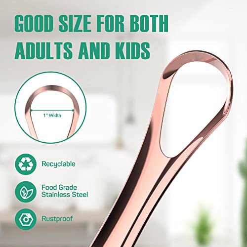 Image of RONAVO Tongue Scraper for Kids & Adults, Right Size for Tiny Mouth,Freshen Bad Breath (Travel Cases Included), Healthy Oral Care, Stainless Steel Tongue Cleaners, 2 Pack