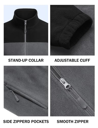 Image of COOFANDY Mens Polar Fleece Jacket Lightweight Full Zip Jackets Outdoor Coat
