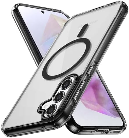 Lunivop for Samsung Galaxy A35 5G Case Hard [Compatible with Magsafe ] Yellowing Resistant Magnetic Cover Clear para A 35 6.6 inch 2024 Rugged Best Phone Cases Black