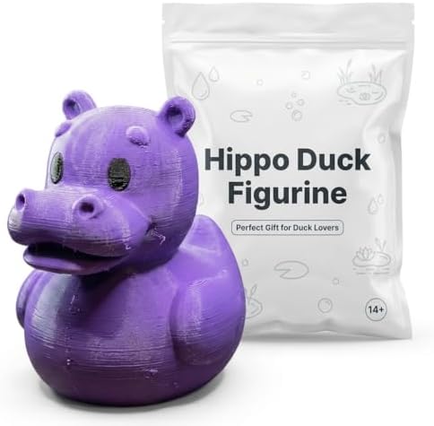 Hippo Duck Collectible Figurine - Striking Purple Desk Accent for Unique Gifts and Shelf Display - 3D Printed in Canada image 3